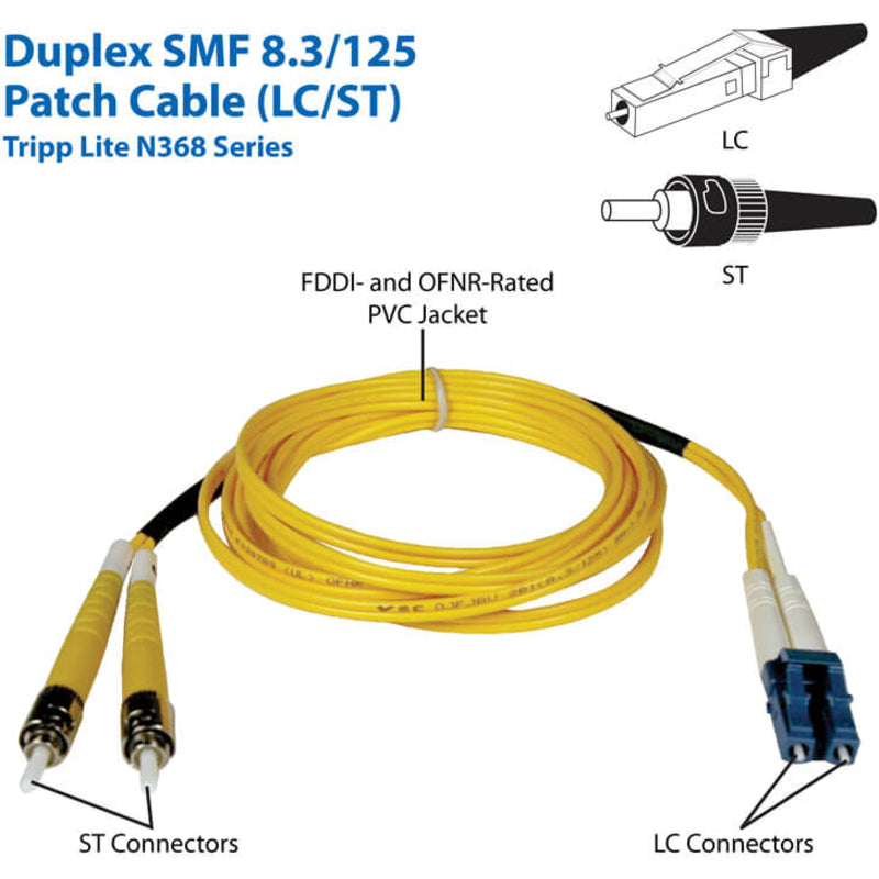 Tripp Lite 30M Duplex Singlemode 9/125 Fiber Optic Patch Cable LC/ST 100' 100ft 30 Meter