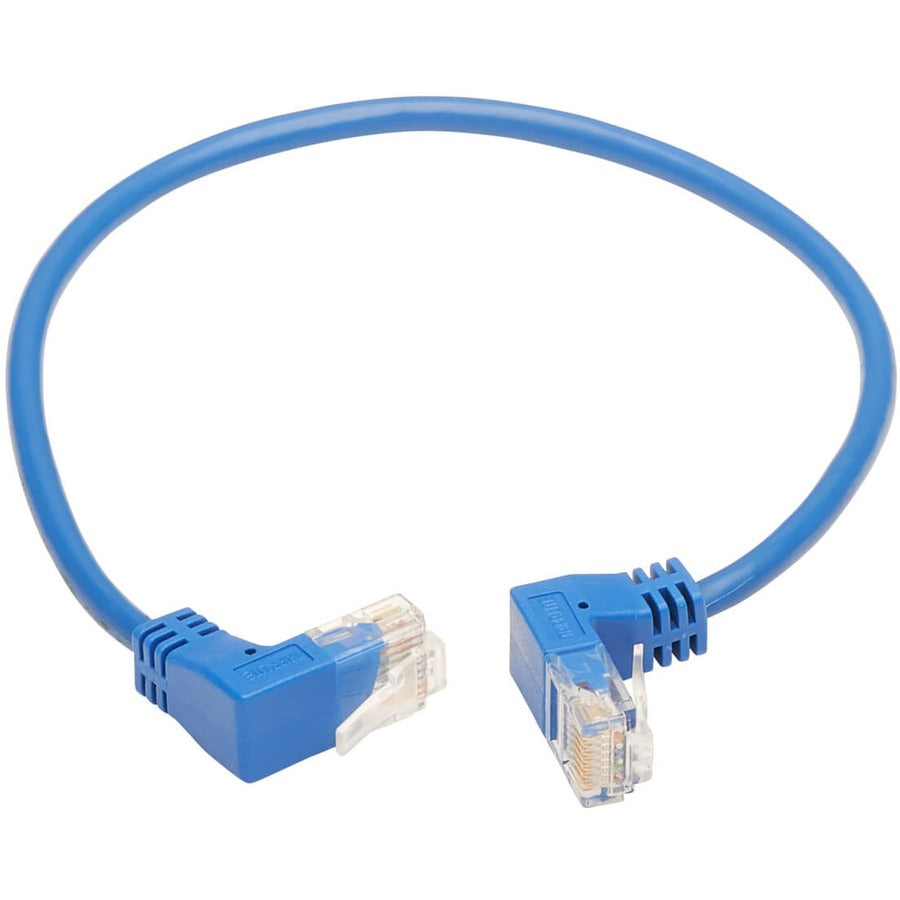 Tripp Lite Cat6 Ethernet Cable Up/Down Angled UTP Slim Molded M/M Blue 1ft