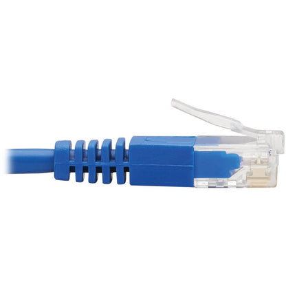 Tripp Lite Cat6 Ethernet Cable Left Angled UTP Slim Molded M/M Blue 10ft