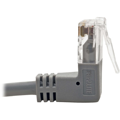 Tripp Lite Cat6 Gigabit Patch Cable Snagless Right-Angle UTP Slim Gray 1ft