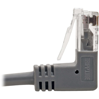 Tripp Lite Cat6 Gigabit Patch Cable Snagless Right-Angle UTP Slim Gray 1ft