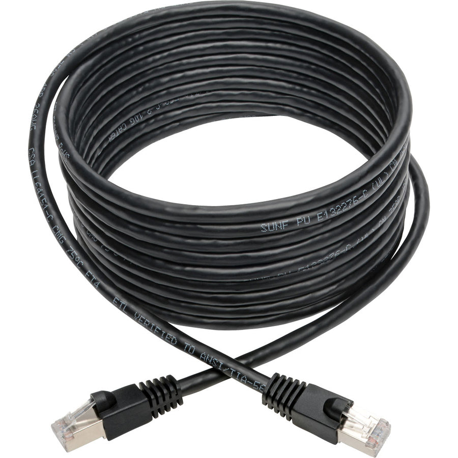 Tripp Lite Cat6a Snagless Shielded STP Patch Cable 10G, PoE, Black M/M 14ft