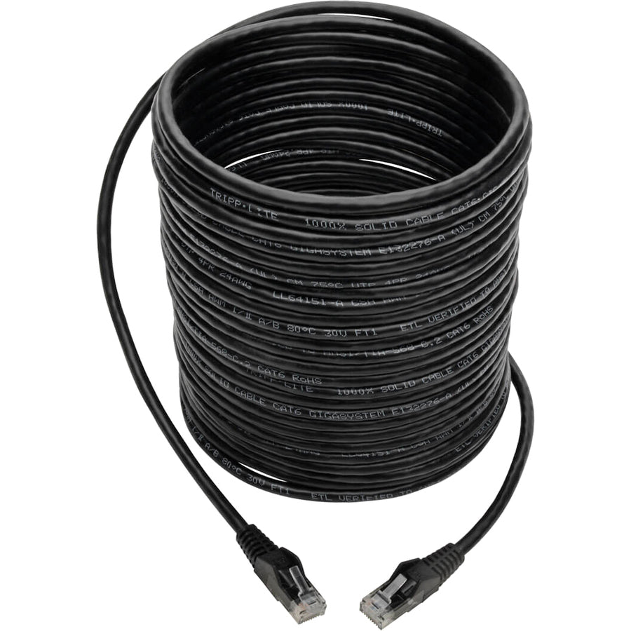 Tripp Lite Cat6 GbE Gigabit Ethernet Snagless Molded Patch Cable UTP Black RJ45 M/M 35ft 35'