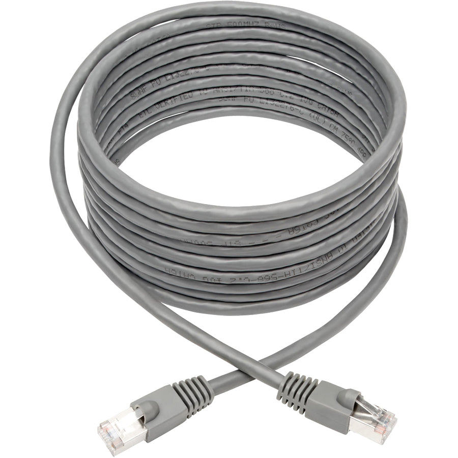 Tripp Lite Cat6a Snagless Shielded STP Network Patch Cable 10G Certified, PoE, Gray RJ45 M/M 14ft 14'