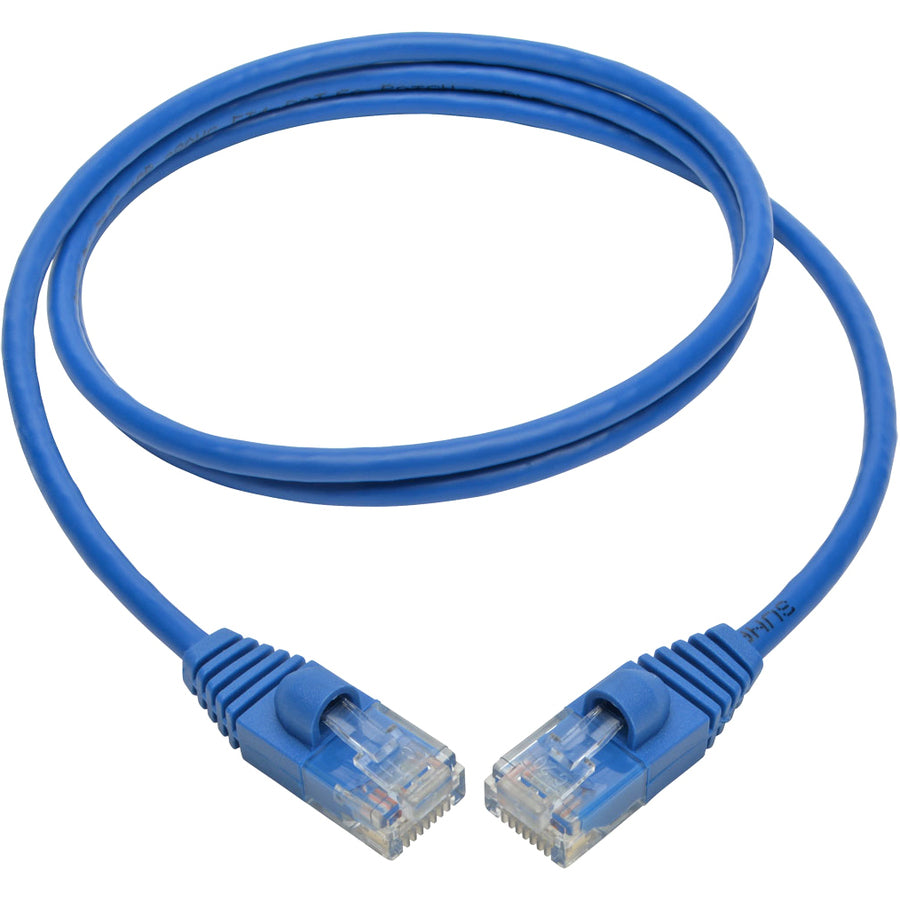 Tripp Lite Cat6a 10G Snagless Molded Slim UTP Patch Cable M/M Blue 3ft 3'