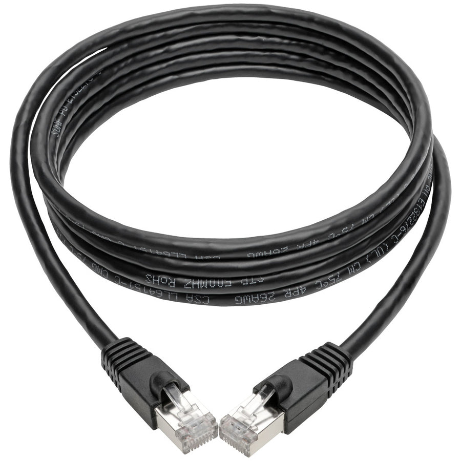 Tripp Lite Cat6a Snagless Shielded STP Patch Cable 10G, PoE, Black M/M 7ft