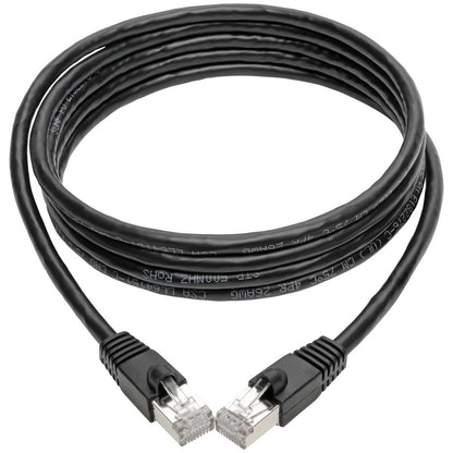 Tripp Lite Cat6a Snagless Shielded STP Patch Cable 10G, PoE, Black M/M 7ft