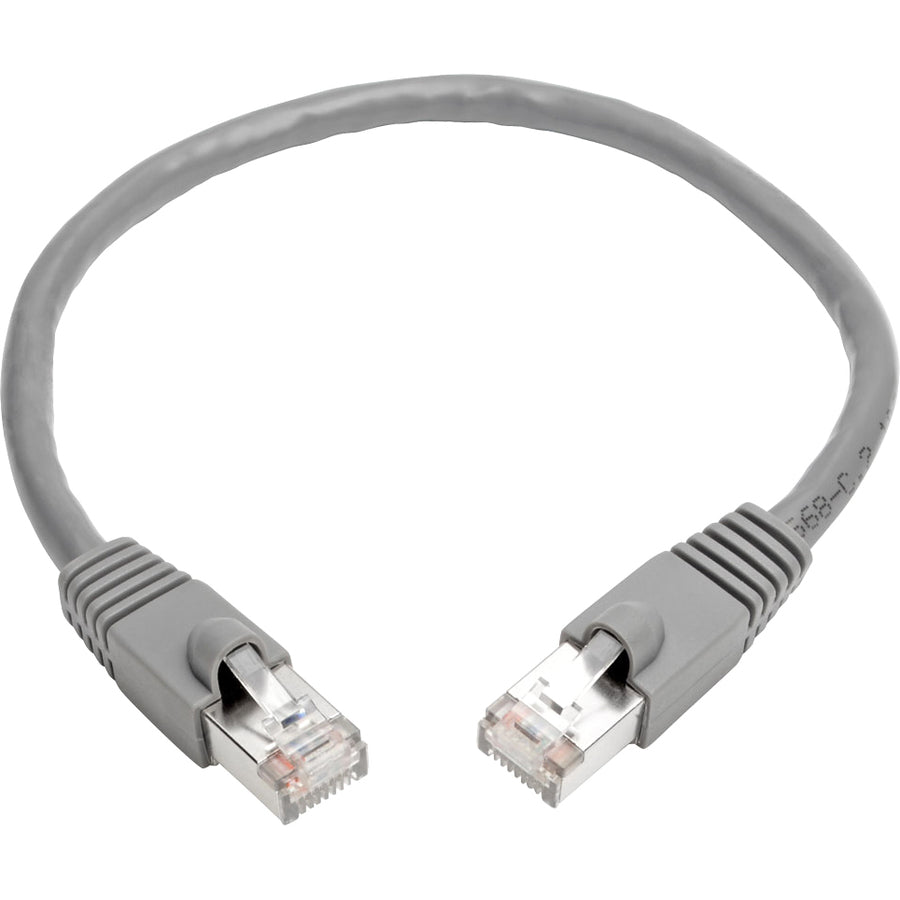 Tripp Lite Cat6a Snagless Shielded STP Network Patch Cable 10G Certified, PoE, Gray RJ45 M/M 1ft 1'
