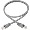 Tripp Lite Cat6a Snagless Shielded STP Network Patch Cable 10G Certified, PoE, Gray RJ45 M/M 3ft 3'
