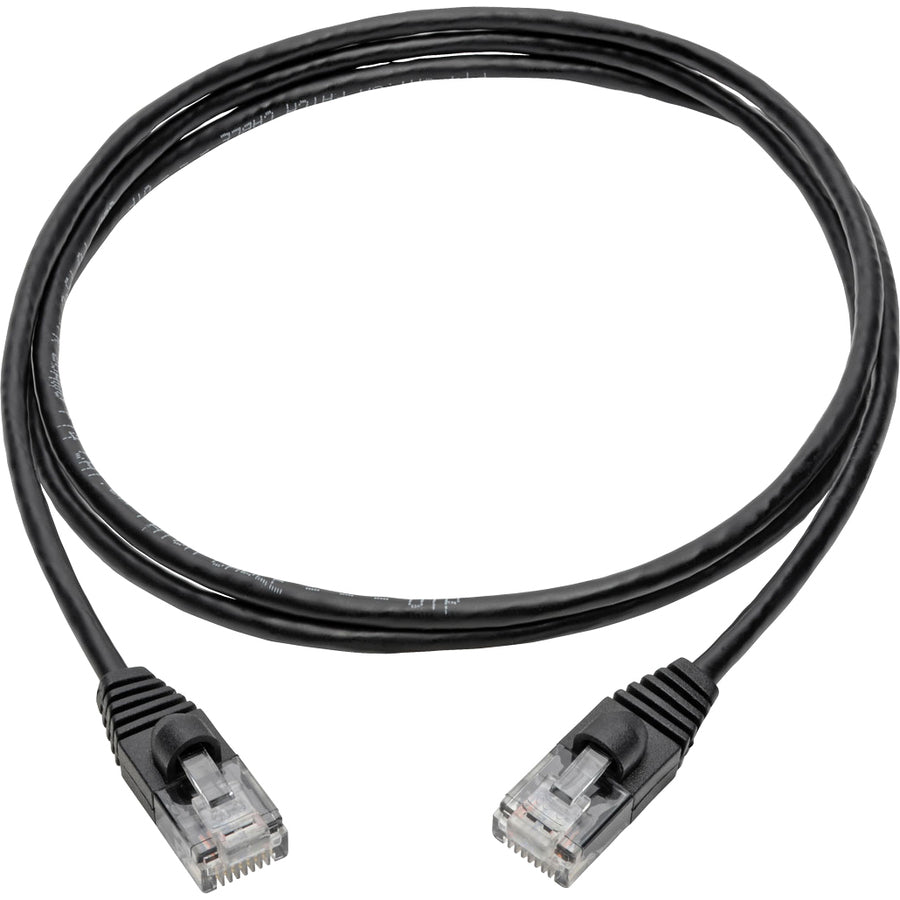 Tripp Lite Cat6a 10G Snagless Molded Slim UTP Patch Cable M/M Black 4ft 4'