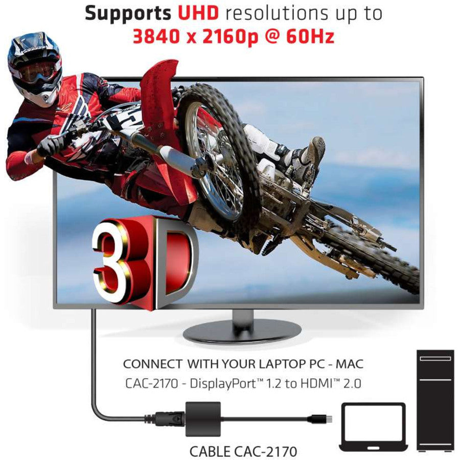 Club 3D Mini DisplayPort&trade; 1.2 to HDMI&trade; 2.0 UHD Active Adapter
