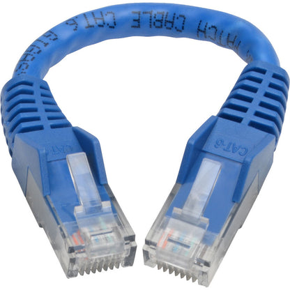 Tripp Lite Cat6 GbE Gigabit Ethernet Snagless Molded Patch Cable UTP Blue RJ45 M/M 6in 6"