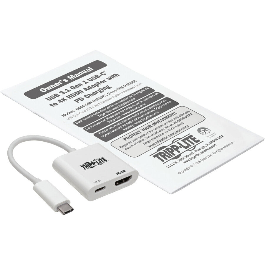 Tripp Lite USB C Adapter Converter 4K HDMI PD Charging USB Type C M/F White