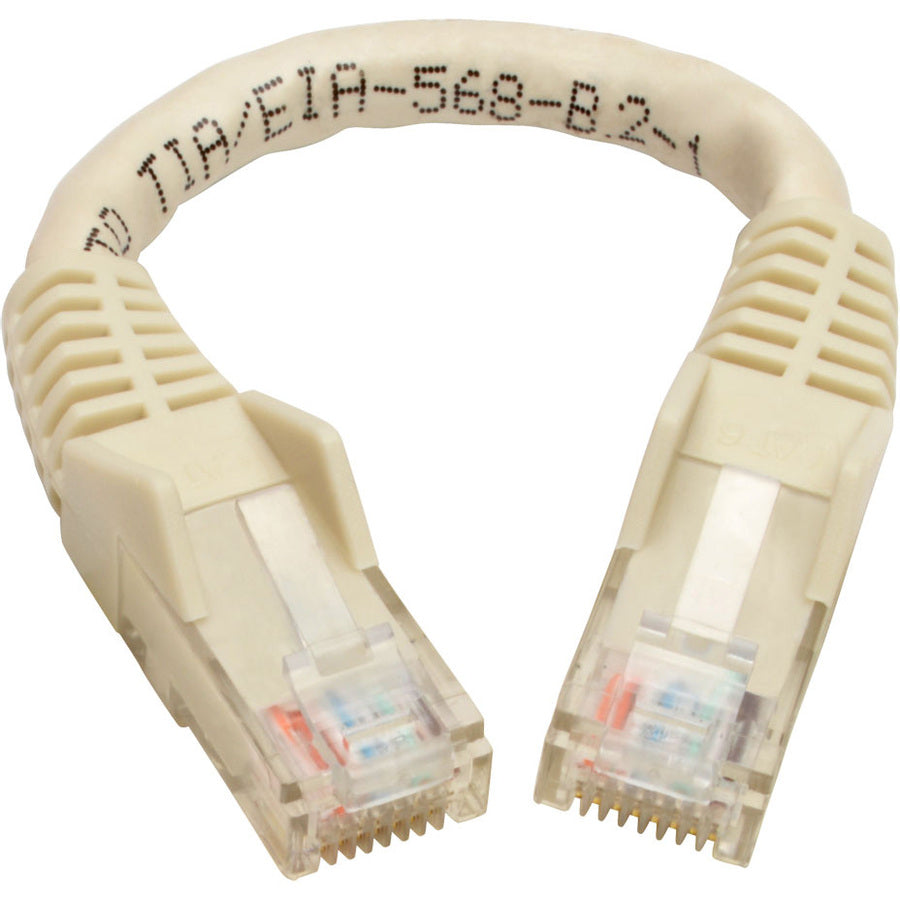 Tripp Lite Cat6 GbE Gigabit Ethernet Snagless Molded Patch Cable UTP White RJ45 M/M 6in 6"