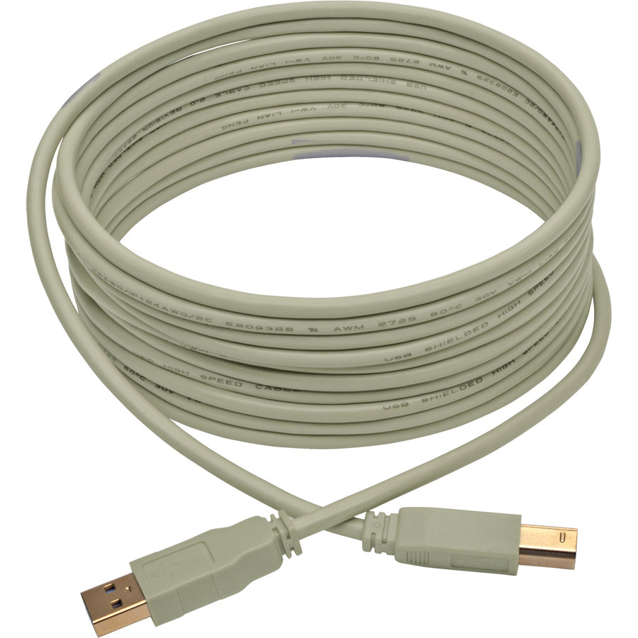 Tripp Lite 15ft USB 2.0 Hi-Speed A/B Cable M/M 28/24 AWG 480 Mbps Beige 15'