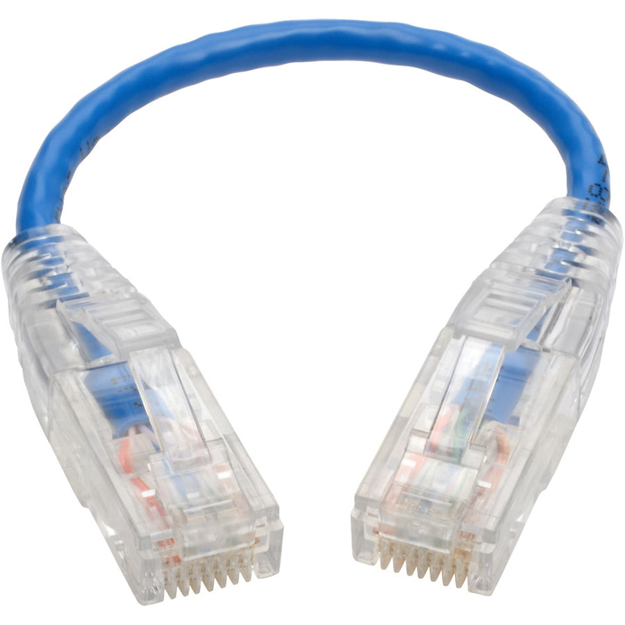 Tripp Lite Cat6 Gigabit Snagless Molded Slim UTP Patch Cable (RJ45 M/M), Blue, 6 in.