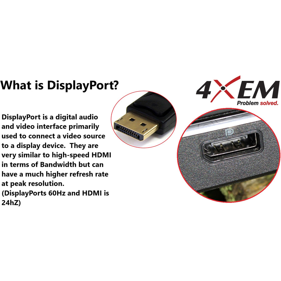 4XEM 15FT DisplayPort To VGA Adapter Cable - Black