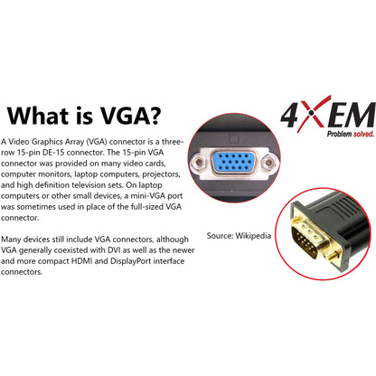 4XEM 15FT DisplayPort To VGA Adapter Cable - Black