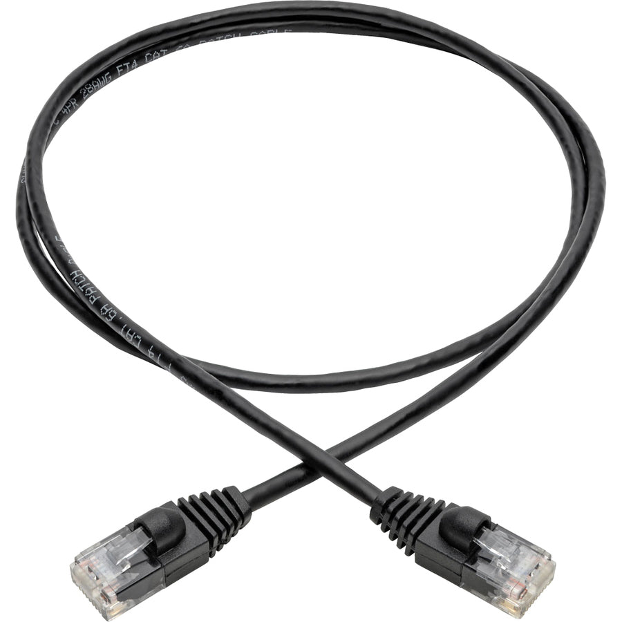 Tripp Lite Cat6a 10G Snagless Molded Slim UTP Patch Cable M/M Black 3ft 3'