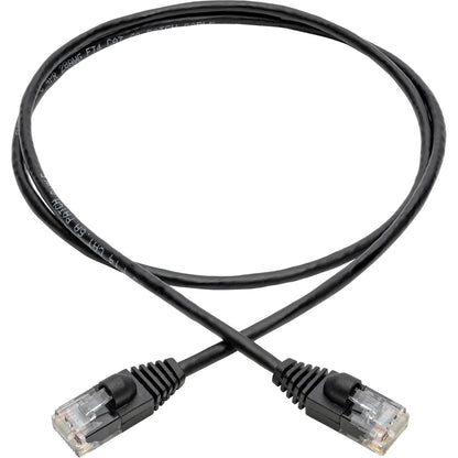 Tripp Lite Cat6a 10G Snagless Molded Slim UTP Patch Cable M/M Black 3ft 3'