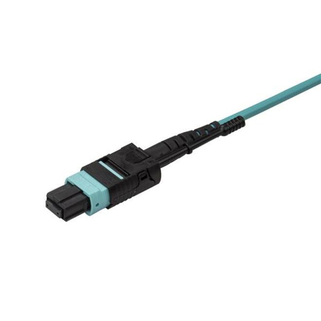 StarTech.com 5m 15 ft MPO / MTP to LC Breakout Cable - Plenum Rated Fiber Optic Cable - OM3 Multimode, 40Gb - Push/Pull-Tab - Aqua Fiber Patch Cable