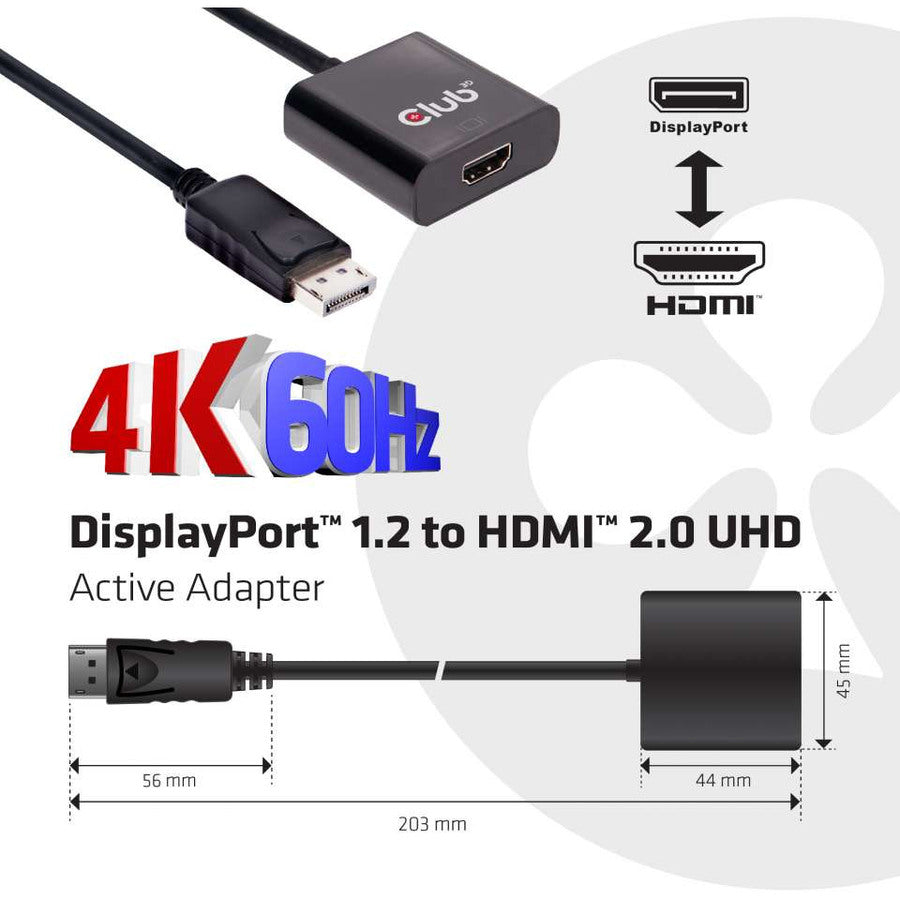 Club 3D DisplayPort 1.2 to HDMI 2.0 UHD Active Adapter