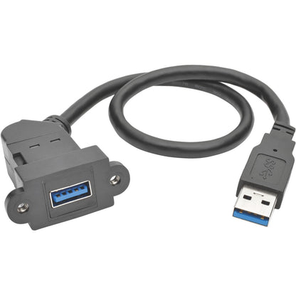 Tripp Lite USB 3.0 Keystone Panel Mount Coupler Extension Cable Angled 1'