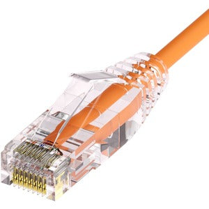 Unirise Clearfit Slim&trade; Cat6A 28AWG Patch Cable, Snagless, Orange, 7ft