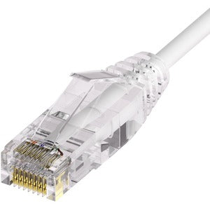Unirise Clearfit Slim&trade; Cat6A 28AWG Patch Cable, Snagless, White, 2ft