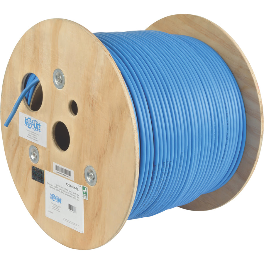 Tripp Lite 1000ft Cat6 / Cat6a 10G Bulk Cable Solid Core CMR PVC Blue 1000'