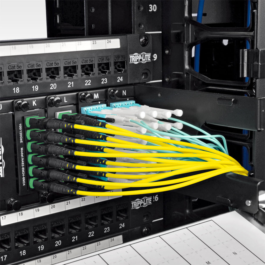 Tripp Lite MTP/MPO (APC) to 8xLC SMF Fiber Breakout Cable QSFP+ 40/100Gb 2M