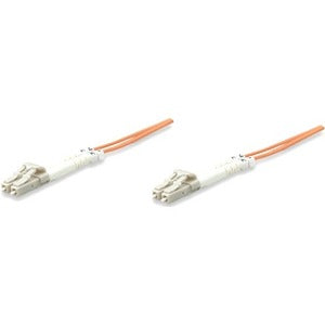 Intellinet Network Solutions Fiber Optic Patch Cable, LC/LC, OM1, 62.5/125, Multimode, Duplex, Orange, 3 ft (1 m)