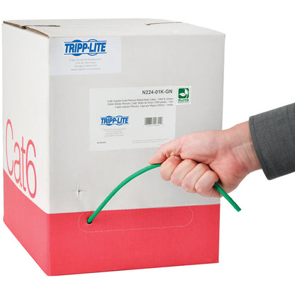 Tripp Lite 1000ft Cat6 Gigabit Bulk Cable Solid CMP Plenum PVC Green 1000'