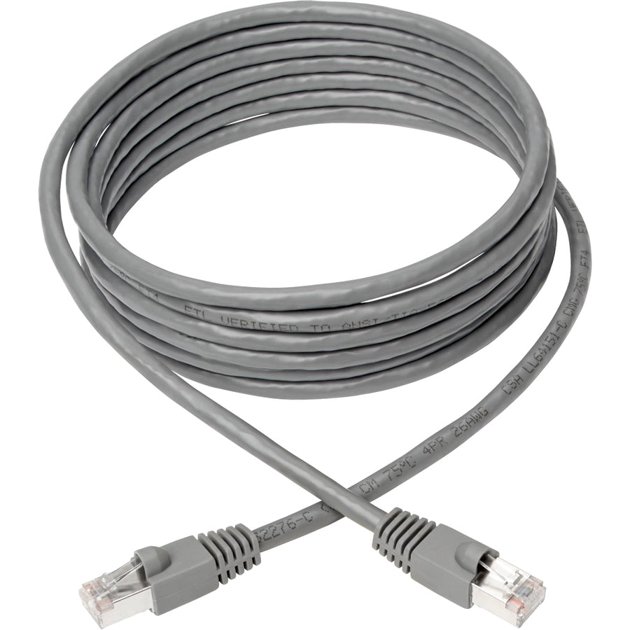 Tripp Lite Cat6a Snagless Shielded STP Network Patch Cable 10G Certified, PoE, Gray RJ45 M/M 10ft 10'