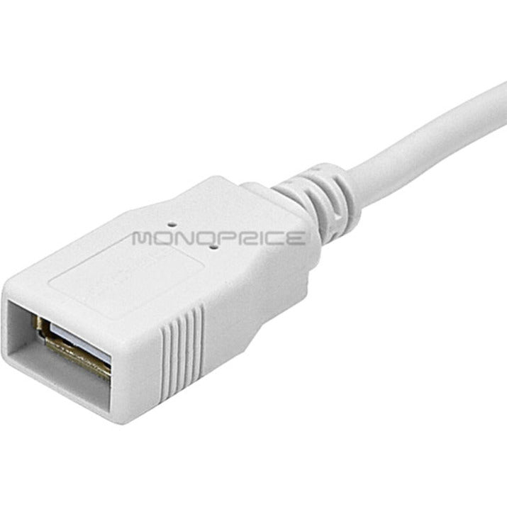 Monoprice 6ft USB 2.0 A Male to A Female Extension 28/24AWG Cable (Gold Plated) - WHITE