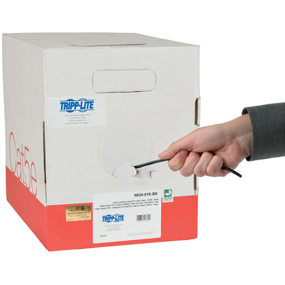 Tripp Lite 1000ft Cat5 / Cat5e Bulk Cable Solid CMP Plenum PVC Black 1000'