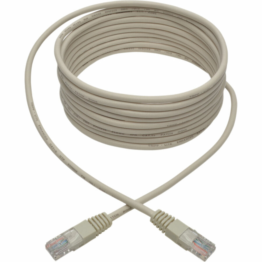 Tripp Lite Cat5e 350 MHz Molded UTP Patch Cable (RJ45 M/M), White, 15 ft.