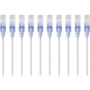 Monoprice 10-Pack, SlimRun Cat6A Ethernet Network Patch Cable, 10ft White
