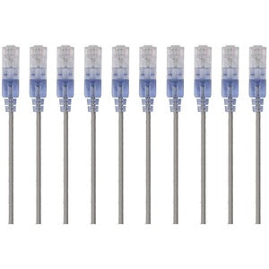 Monoprice 10-Pack, SlimRun Cat6A Ethernet Network Patch Cable, 1ft Gray