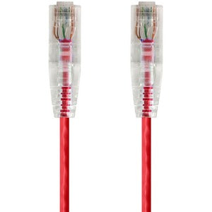 Monoprice SlimRun Cat6 28AWG UTP Ethernet Network Cable, 3ft Red