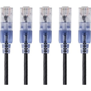 Monoprice 5-Pack, SlimRun Cat6A Ethernet Network Patch Cable, 10ft Black