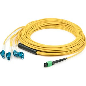 AddOn 8m MPO (Female) to 8xLC (Male) 8-Strand Yellow OS2 OFNR (Riser-Rated) Fiber Fanout Cable