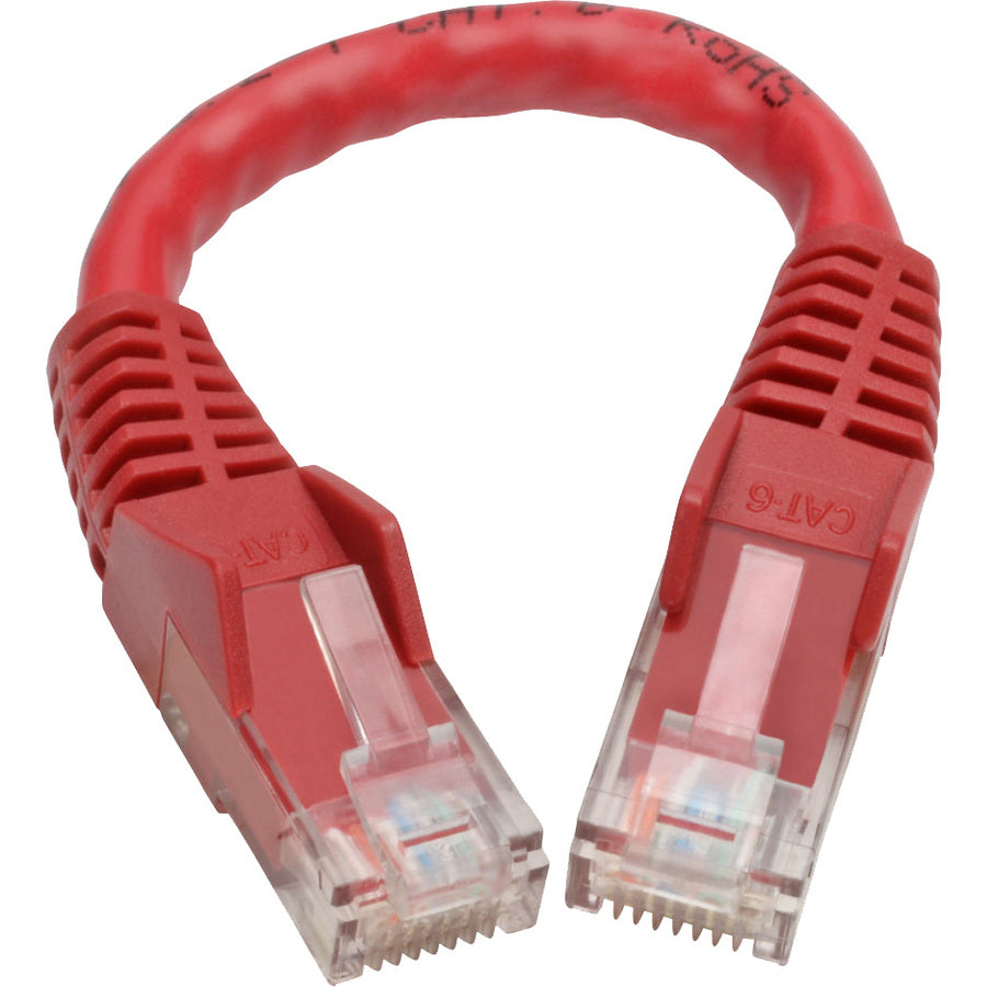 Tripp Lite Cat6 GbE Gigabit Ethernet Snagless Molded Patch Cable UTP Red RJ45 M/M 6in 6"