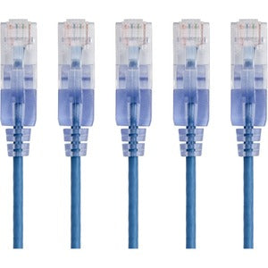Monoprice 5-Pack, SlimRun Cat6A Ethernet Network Patch Cable, 14ft Blue