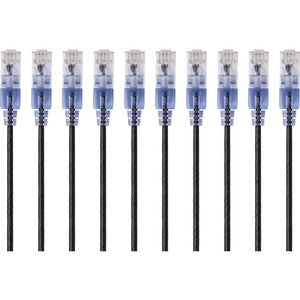 Monoprice 10-Pack, SlimRun Cat6A Ethernet Network Patch Cable, 14ft Black