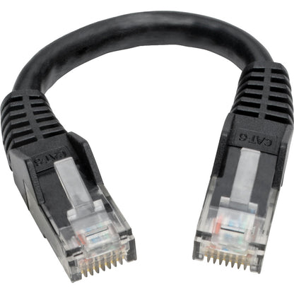 Tripp Lite Cat6 GbE Gigabit Ethernet Snagless Molded Patch Cable UTP Black RJ45 M/M 6in 6"