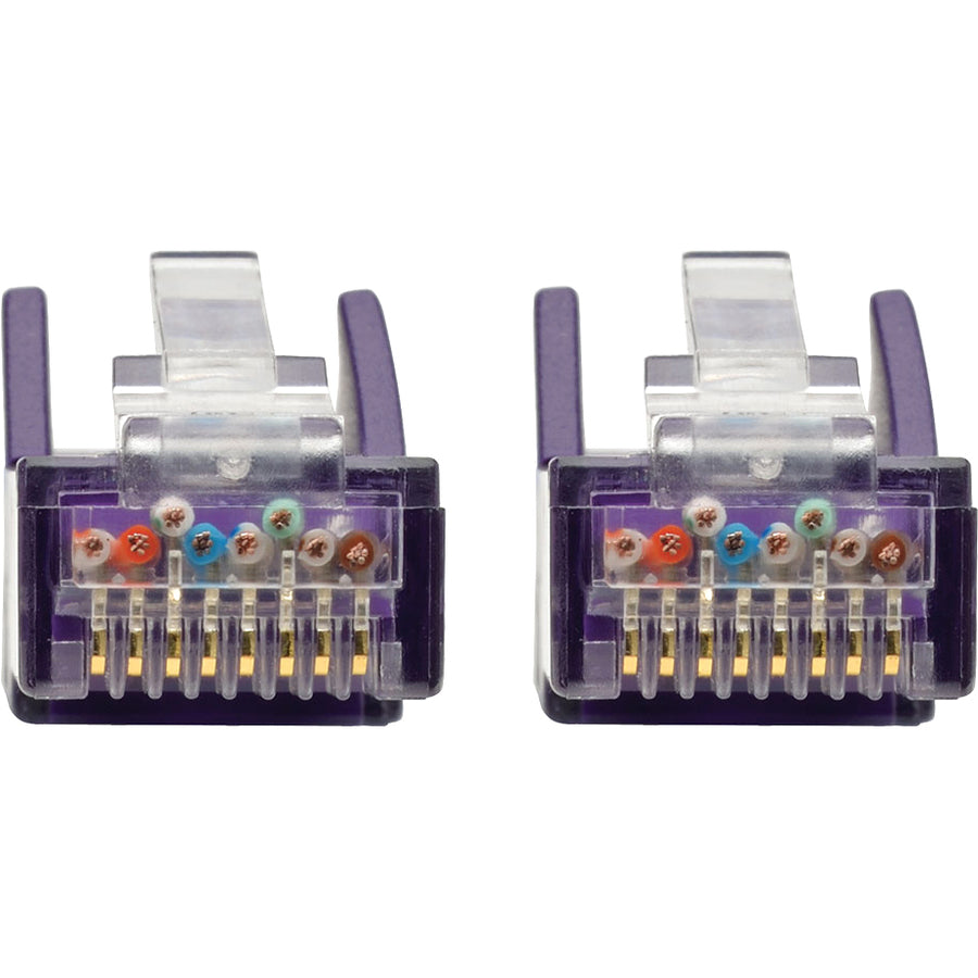 Tripp Lite Cat6 GbE Gigabit Ethernet Snagless Molded Patch Cable UTP Purple RJ45 M/M 50ft 50'