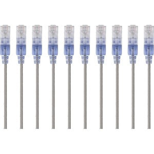 Monoprice 10-Pack, SlimRun Cat6A Ethernet Network Patch Cable, 5ft Gray