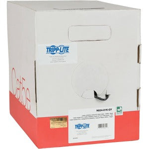 Tripp Lite Cat5e 350 MHz Bulk Solid-Core Plenum-Rated PVC Cable, Gray, 1000 ft.