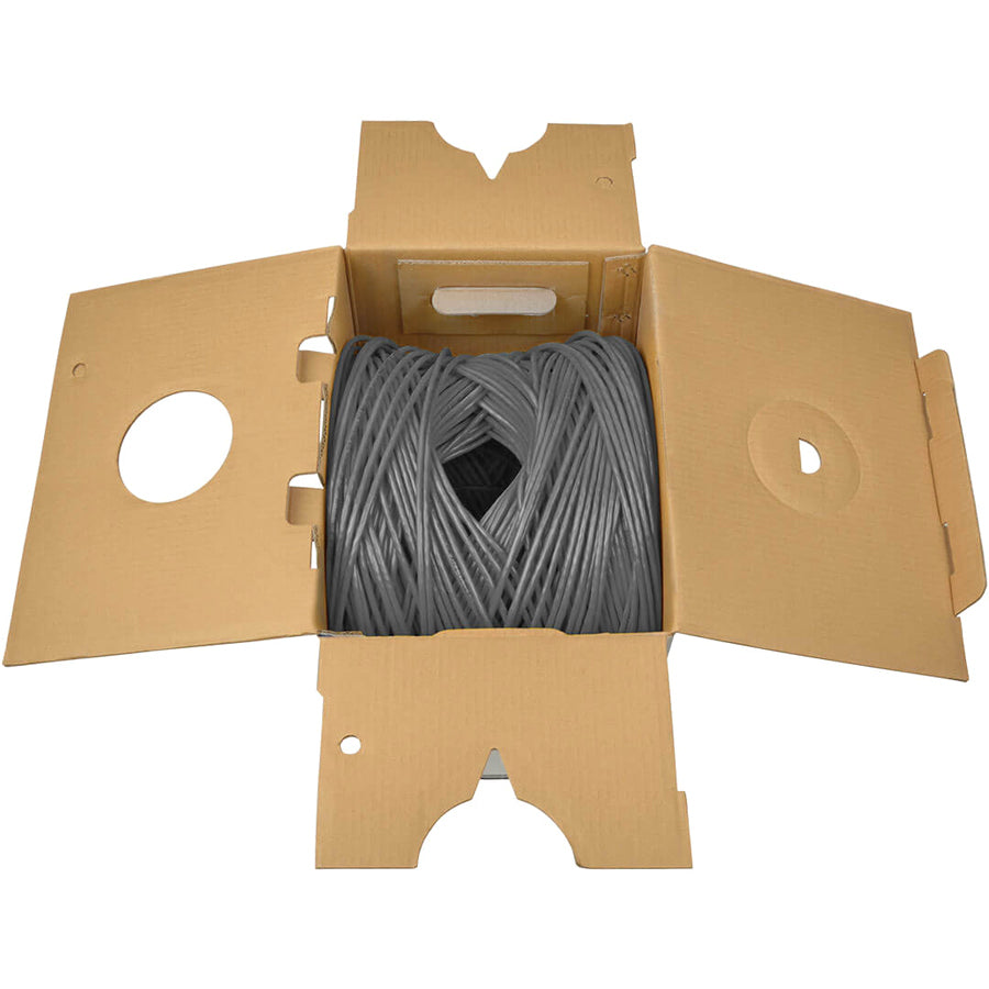 Tripp Lite Cat5e 350 MHz Bulk Solid-Core Plenum-Rated PVC Cable, Gray, 1000 ft.
